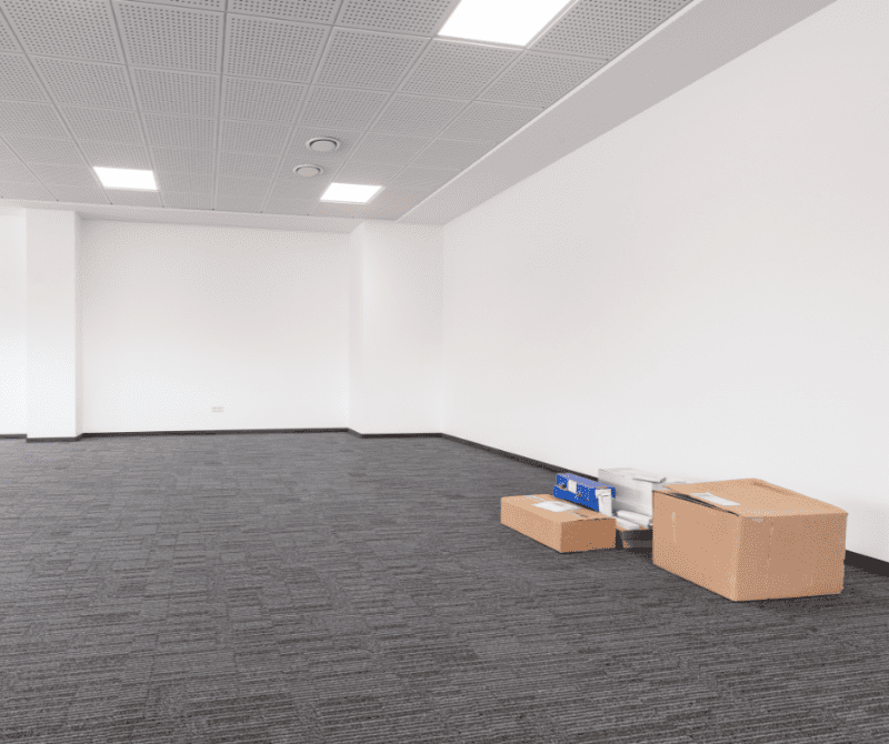 empty room with boxes