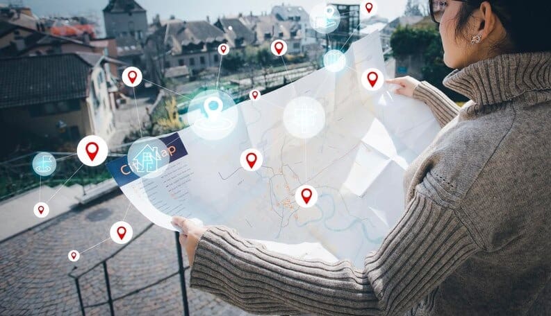 woman handling a map