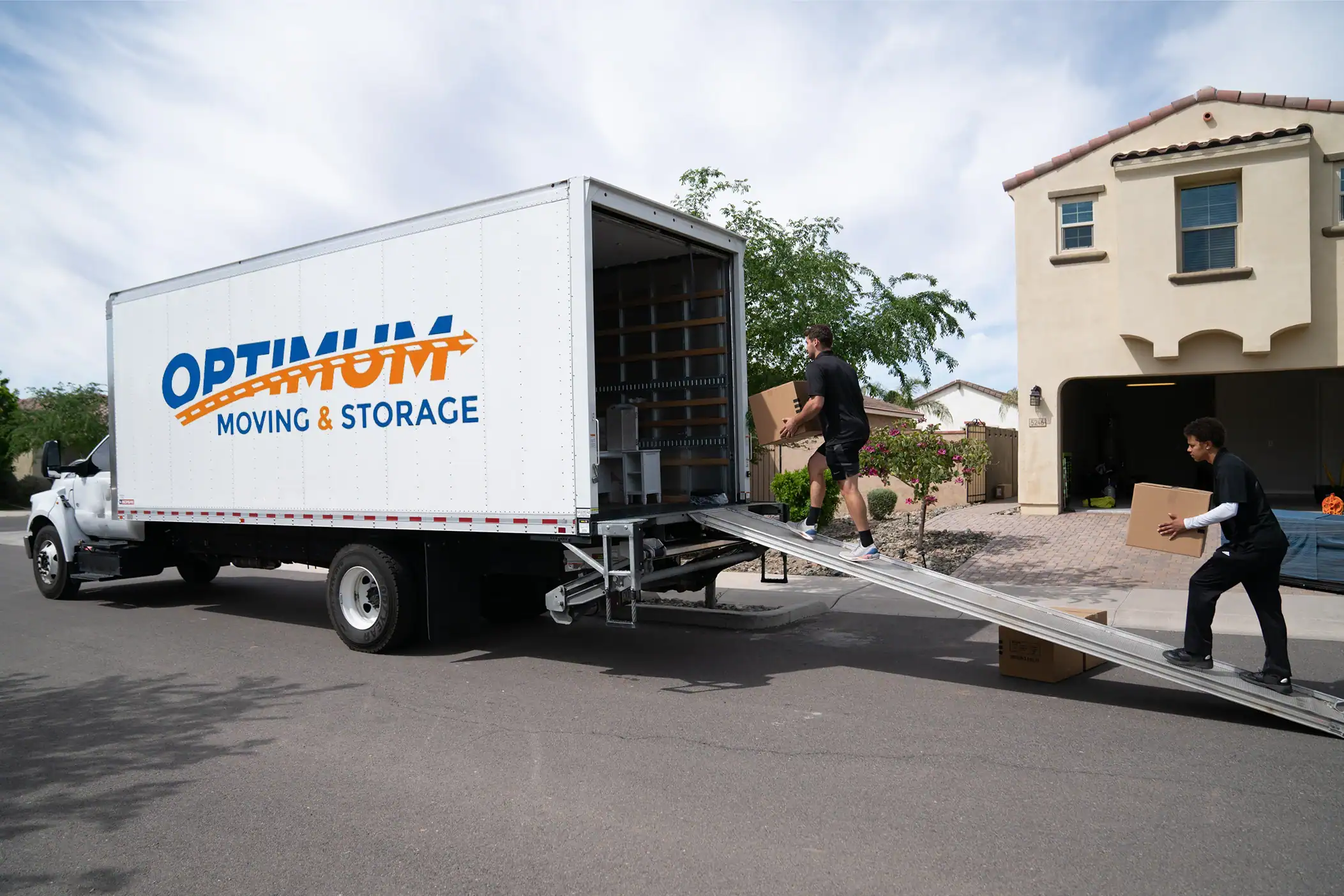 Moving and storage truck for residential relocation.